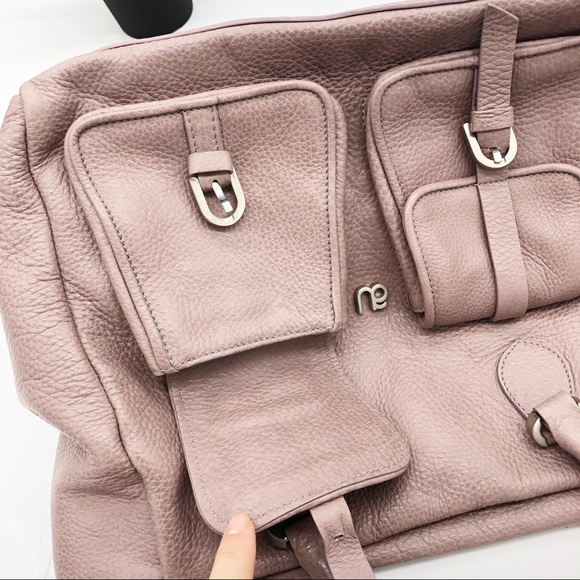 Mauve PINK Pebbled Leather Double Pocket Tote - Picture 6 of 15